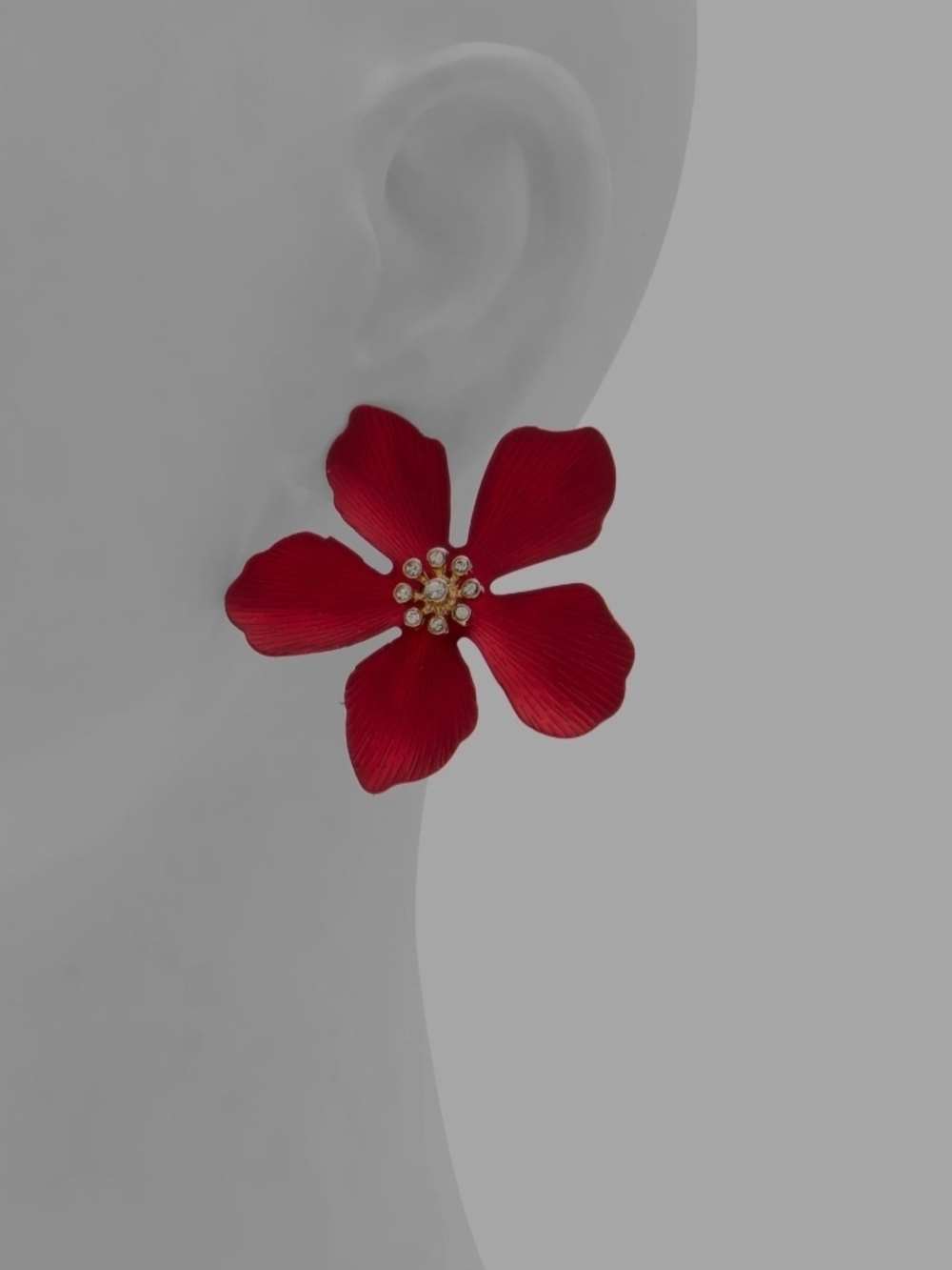 Aldo Red Floral Crystal-Center Stud Earrings - Picture 3 of 8